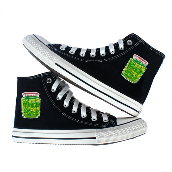 Pickle Rick High Tops Canvas Shoes Rick And Morty Basketball Shoes Cartoon Cute Kid Converse Gifts