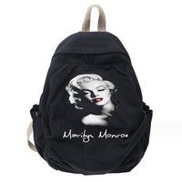 Marilyn Monroe Bag Vintage Wash College School Bag Travel Backpack Canvas Shoulder Bag