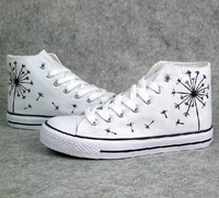 Dandelion Hand Painted Shoes Canvas Shoes Converse Sneakers High Top Floral Shoes