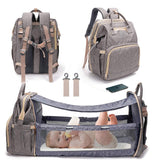 Waterproof Mummy Bag Diaper Bag Travel Backpack Foldable Crib Baby bed