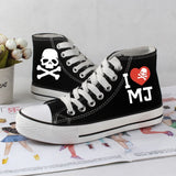 I LOVE MJ Hand Painted Shoes Skull canvas shoes sneakers