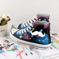 Galaxy Shoes Hand Painted Shoes beard canvas shoes sneakers high top shoes