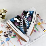 Galaxy Shoes Hand Painted Shoes beard canvas shoes sneakers high top shoes