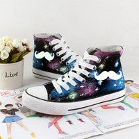 Galaxy Shoes Hand Painted Shoes beard canvas shoes sneakers high top shoes