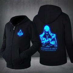 Luminous Assassins Creed Unisex  Zipper Hooded Cardigan Sweater,Stree Fashion Sports Coat,Cool Hoodie Sweater Coat