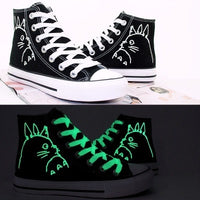 Totoro Luminous Hand Painted Canvas Shoes,Outdoor Leisure Fashion Sneakers,Unisex Casual Shoes