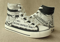 One piece Luffy hand Painted  High Top Canvas Shoes Sneakers Sports,Shoes,Leisure Shoes