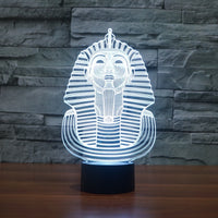 Egyptian Pharaoh 3D Illusion Led Table Lamp 7 Color Change LED Desk Light Lamp Egyptian Pharaoh Art Deco Special Gifts