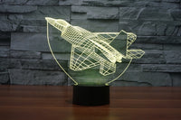 The plane Fighter 3D Illusion Led Table Lamp 7 Color Change LED Desk Light Lamp Fighter Birthday Gifts Christmas Gifts