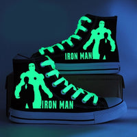 Unisex Iron Man Canvas Shoes Luminous Shoes High Tops Lighted Sneakers Iron Man Birthday Gifts Christmas Gifts