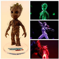 Guardians of the Galaxy Baby Groot Rocket Raccoon 3D Illusion Led Table Lamp 7 Color Change Light Lamp Baby Groot Figure Model Groot Action Figure Groot Kids Toy Gifts