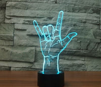 I lOVE YOU POSE 3D Illusion Led Table Lamp 7 Color Change LED Desk Light Lamp Hand Decoration