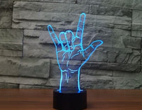 I lOVE YOU POSE 3D Illusion Led Table Lamp 7 Color Change LED Desk Light Lamp Hand Decoration