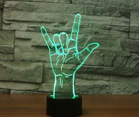 I lOVE YOU POSE 3D Illusion Led Table Lamp 7 Color Change LED Desk Light Lamp Hand Decoration