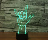 I lOVE YOU POSE 3D Illusion Led Table Lamp 7 Color Change LED Desk Light Lamp Hand Decoration