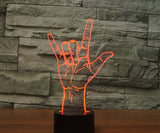 I lOVE YOU POSE 3D Illusion Led Table Lamp 7 Color Change LED Desk Light Lamp Hand Decoration