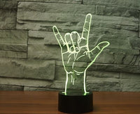 I lOVE YOU POSE 3D Illusion Led Table Lamp 7 Color Change LED Desk Light Lamp Hand Decoration