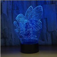 Angel 3D Illusion Led Table Lamp 7 Color Change LED Desk Light Lamp Angel Decoration