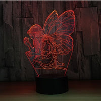 Angel 3D Illusion Led stolní lampa 7 barev LED stolní lampa se změnou barvy Andělská dekorace