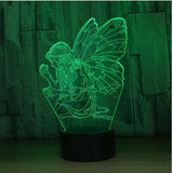 Angel 3D Illusion Led stolní lampa 7 barev LED stolní lampa se změnou barvy Andělská dekorace