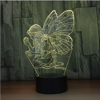 Angel 3D Illusion Led stolní lampa 7 barev LED stolní lampa se změnou barvy Andělská dekorace