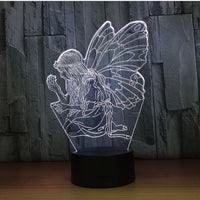 Angel 3D Illusion Led stolní lampa 7 barev LED stolní lampa se změnou barvy Andělská dekorace