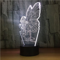 Angel 3D Illusion Led stolní lampa 7 barev LED stolní lampa se změnou barvy Andělská dekorace