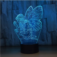 Angel 3D Illusion Led stolní lampa 7 barev LED stolní lampa se změnou barvy Andělská dekorace