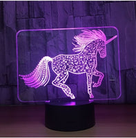 Unicorn 3D Illusion Led Table Lamp 7 Color Change LED Desk Light Lamp Unicorn Decoration