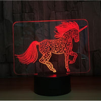 Unicorn 3D Illusion Led Table Lamp 7 Color Change LED Desk Light Lamp Unicorn Decoration