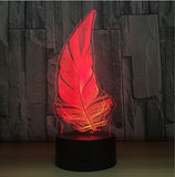 Feather 3D Illusion Led Table Lamp 7 Color Change LED Desk Light Lamp Feather Decoration