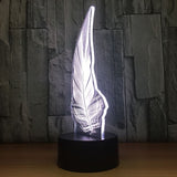 Feather 3D Illusion Led Table Lamp 7 Color Change LED Desk Light Lamp Feather Decoration