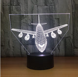 The air plane 3D Illusion Led Table Lamp 7 Color Change LED Desk Light Lamp plane Decoration