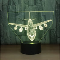 The air plane 3D Illusion Led Table Lamp 7 Color Change LED Desk Light Lamp plane Decoration