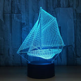 Sailing Boat 3D Illusion Led Table Lamp 7 Color Change LED Desk Light Lamp Sailing Boat Decoration