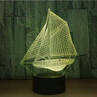 Sailing Boat 3D Illusion Led Table Lamp 7 Color Change LED Desk Light Lamp Sailing Boat Decoration