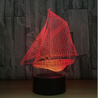 Sailing Boat 3D Illusion Led Table Lamp 7 Color Change LED Desk Light Lamp Sailing Boat Decoration