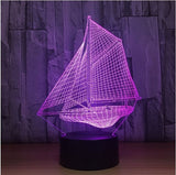 Sailing Boat 3D Illusion Led Table Lamp 7 Color Change LED Desk Light Lamp Sailing Boat Decoration