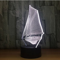 Sailing Boat 3D Illusion Led Table Lamp 7 Color Change LED Desk Light Lamp Sailing Boat Decoration