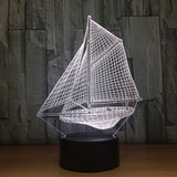 Sailing Boat 3D Illusion Led Table Lamp 7 Color Change LED Desk Light Lamp Sailing Boat Decoration