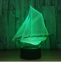 Sailing Boat 3D Illusion Led Table Lamp 7 Color Change LED Desk Light Lamp Sailing Boat Decoration