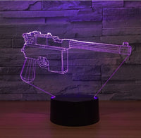 Pistol 3D Illusion Led Table Lamp 7 Color Change LED Desk Light Lamp Pistol Decoration