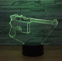 Pistol 3D Illusion Led Table Lamp 7 Color Change LED Desk Light Lamp Pistol Decoration