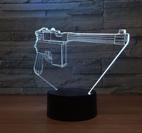 Pistol 3D Illusion Led Table Lamp 7 Color Change LED Desk Light Lamp Pistol Decoration