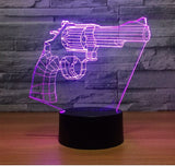 Pistol 3D Illusion Led Table Lamp 7 Color Change LED Desk Light Lamp Pistol Decoration