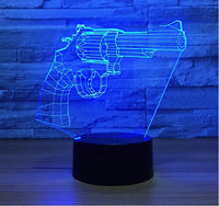 Pistol 3D Illusion Led Table Lamp 7 Color Change LED Desk Light Lamp Pistol Decoration