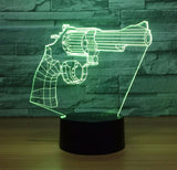 Pistol 3D Illusion Led Table Lamp 7 Color Change LED Desk Light Lamp Pistol Decoration