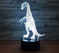 Dinosaurus Therizinosaurus 3D Illusion Led stolní lampa 7 změn barvy LED stolní lampa Dekorace dinosaura Therizinosaurus