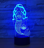 Mermaid 3D Illusion Led Table Lamp 7 Color Change LED Desk Light Lamp Mermaid Decoration