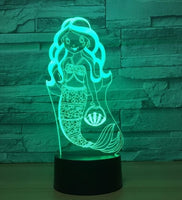 Mermaid 3D Illusion Led Table Lamp 7 Color Change LED Desk Light Lamp Mermaid Decoration